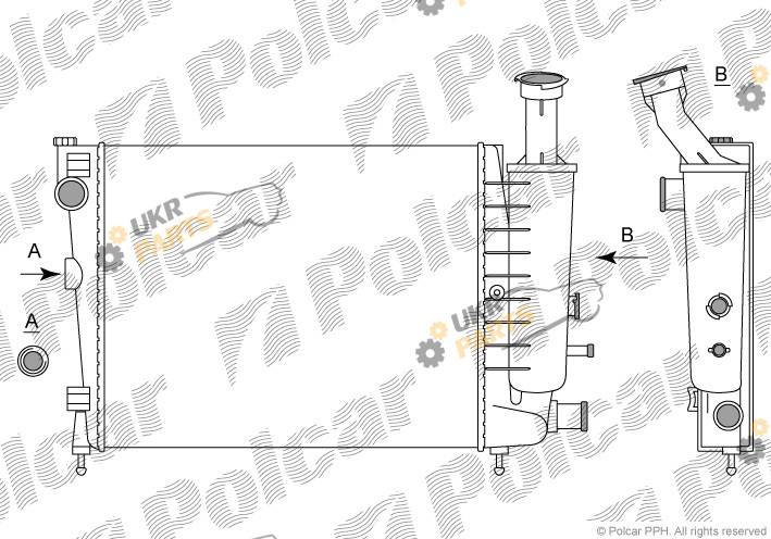 Радиатор охлаждения двигателя Polcar 230408-1