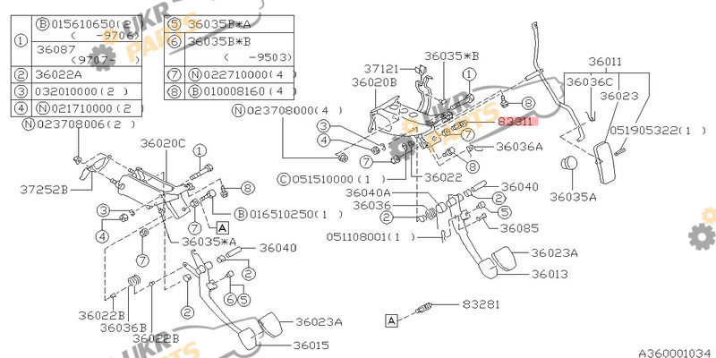  SUBARU 83370-AA001