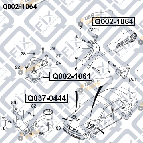 Подушка двигателя Q-FIX Q002-1064 Подушка двигателя Q-FIX Q002-1064