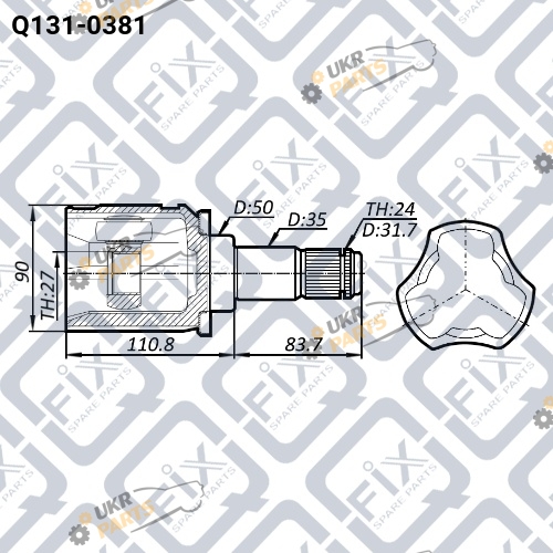 ШРУС с пыльником Q-FIX Q131-0381 ШРУС с пыльником Q-FIX Q131-0381