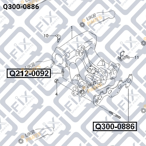 Прокладка впускного коллектора Q-FIX Q300-0886 Прокладка впускного коллектора Q-FIX Q300-0886