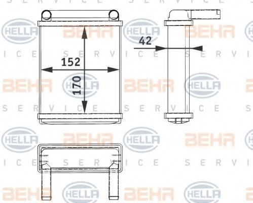 Радиатор печки BEHR/HELLA 8FH 351 312-521