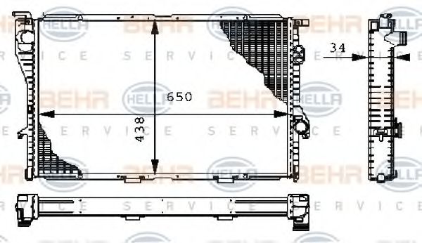 Радиатор охлаждения двигателя BEHR/HELLA 8MK 376 711-114