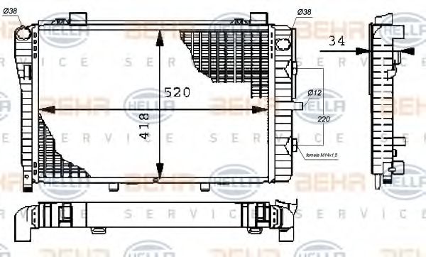 Радиатор охлаждения двигателя BEHR/HELLA 8MK 376 711-251