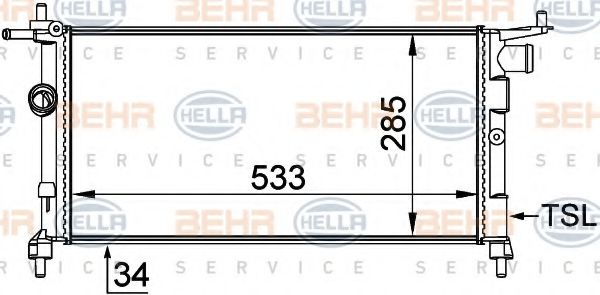 Радиатор охлаждения двигателя BEHR/HELLA 8MK 376 712-004