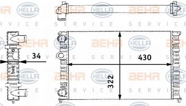 Радиатор охлаждения двигателя BEHR/HELLA 8MK 376 713-744