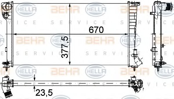 Радиатор охлаждения двигателя BEHR/HELLA 8MK 376 715-521
