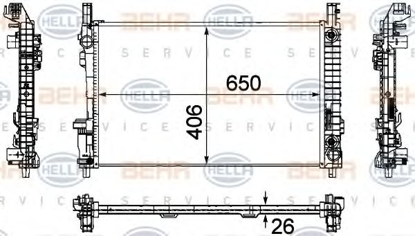 Радиатор охлаждения двигателя BEHR/HELLA 8MK 376 730-561