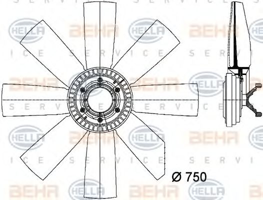 Вентилятор охлаждения двигателя behrhella 8MV 376 731-451