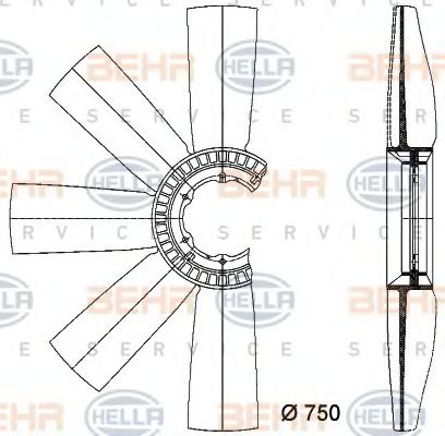 Крыльчатка вентилятора охлаждения двигателя behrhella 8MV 376 733-161