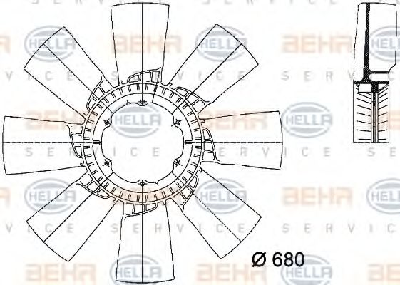 Крыльчатка вентилятора охлаждения двигателя BEHR/HELLA 8MV 376 733-271