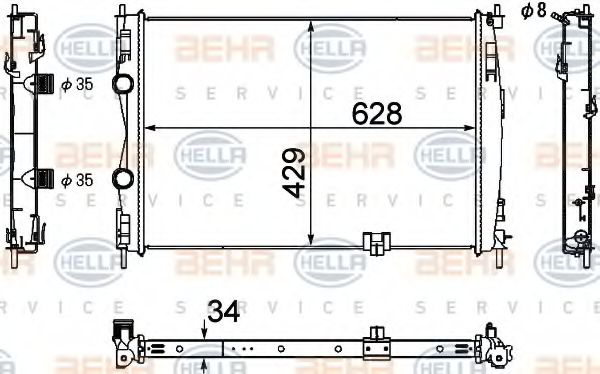 Радиатор охлаждения двигателя BEHR/HELLA 8MK 376 753-701