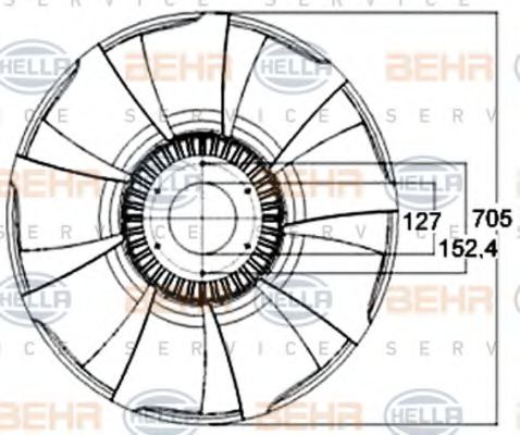 Крыльчатка вентилятора охлаждения двигателя BEHR/HELLA 8MV 376 758-561
