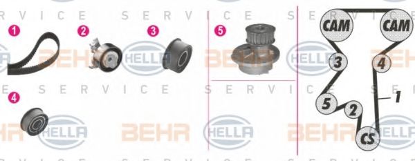 Комплект ГРМ с помпой behrhella 8MP 376 802-871