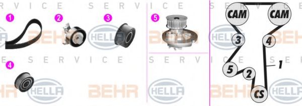 Комплект ГРМ с помпой behrhella 8MP 376 806-851