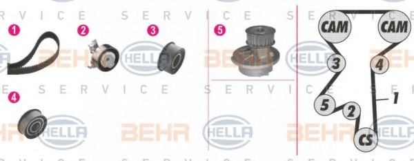 Комплект ГРМ с помпой behrhella 8MP 376 807-821