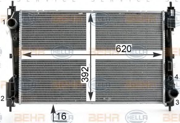 Радиатор охлаждения двигателя BEHR/HELLA 8MK 376 900-121