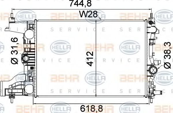 Радиатор охлаждения двигателя BEHR/HELLA 8MK 376 910-241