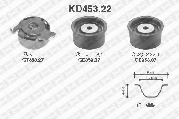 Комплект ГРМ SNR KD453.22