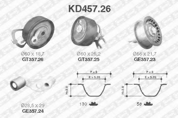 Комплект ГРМ SNR KD457.26