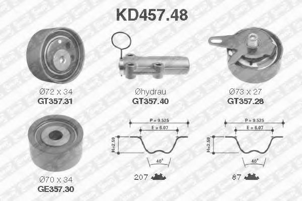 Комплект ГРМ SNR KD457.48