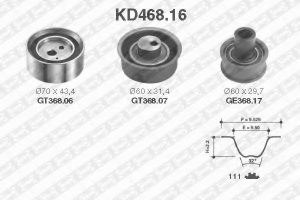 Комплект ГРМ SNR KD468.16