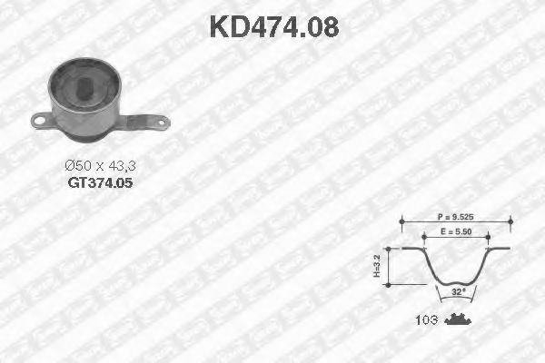 Комплект ГРМ SNR KD474.08