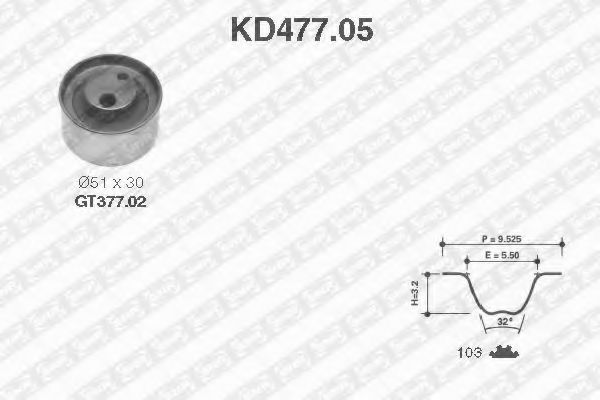 Комплект ГРМ SNR KD477.05