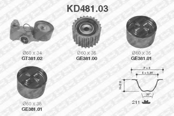 Комплект ГРМ SNR KD481.03