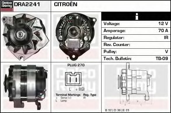 Генератор CITROEN/PEUGEOT 570582 Генератор CITROEN/PEUGEOT 570582