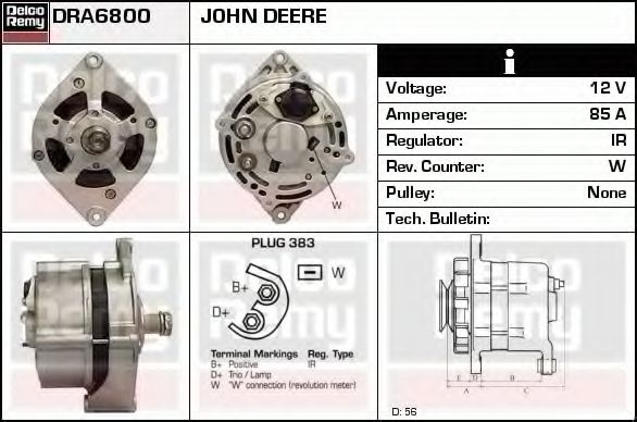 Генератор delcoremy DRA6800