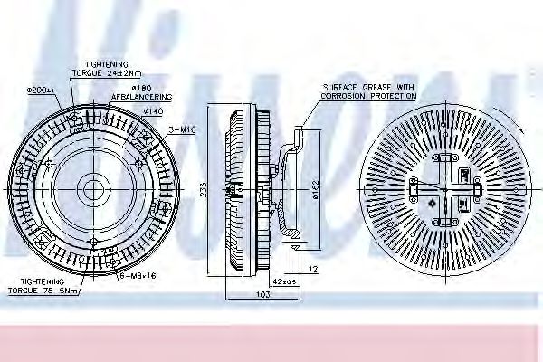 Вискомуфта вентилятора NISSENS 86040