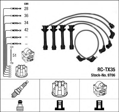 Комплект проводов зажигания NGK 9706