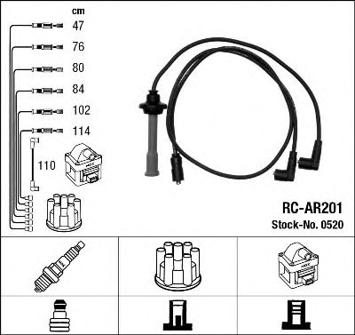 Комплект проводов зажигания NGK 0520