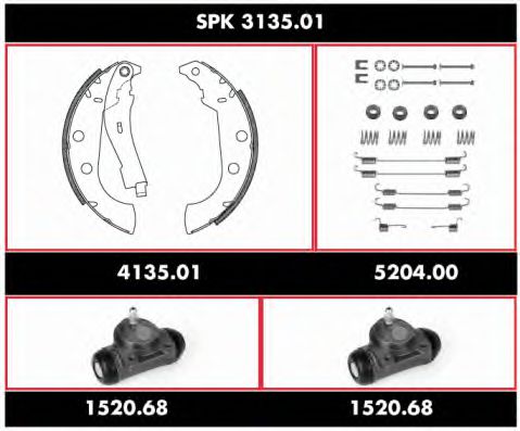 Комплект тормозов, барабанный тормозной механизм ROADHOUSE SPK 3135.01