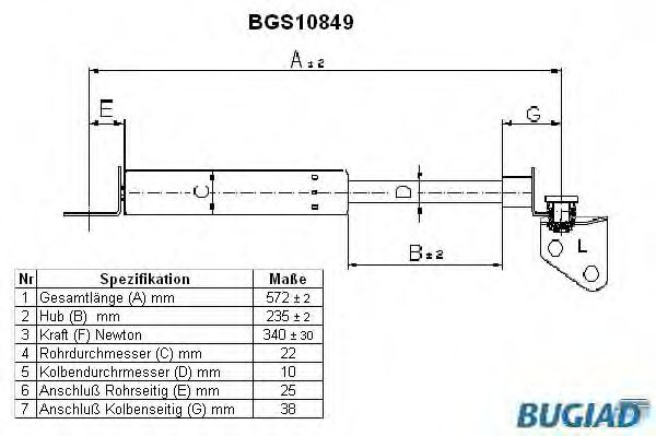 Амортизатор багажника bugiad BGS10849