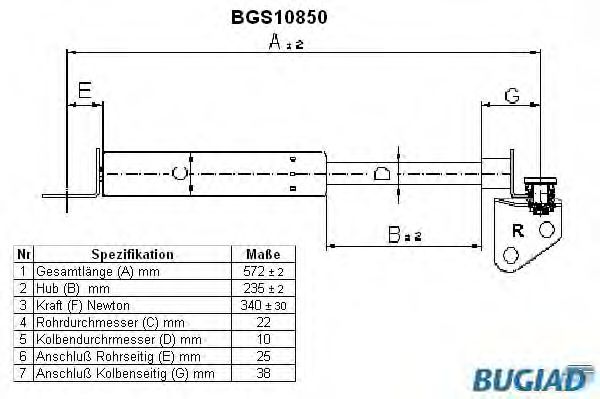 Амортизатор багажника bugiad BGS10850