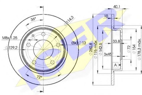 Тормозной диск ICER 78BD3259-2