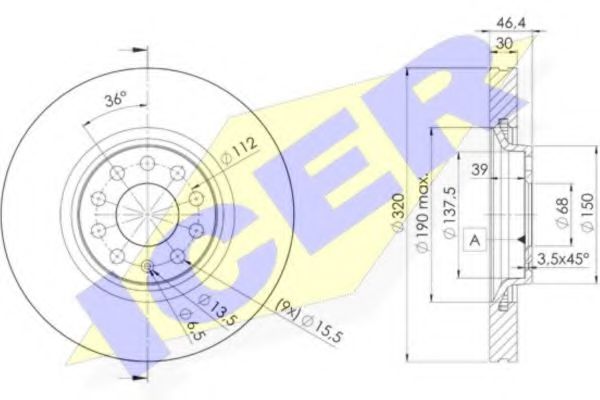 Тормозной диск ICER 78BD3615-2