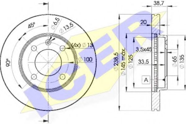 Тормозной диск ICER 78BD3975-2