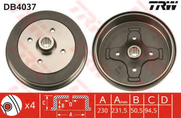 Тормозной барабан TRW DB4037