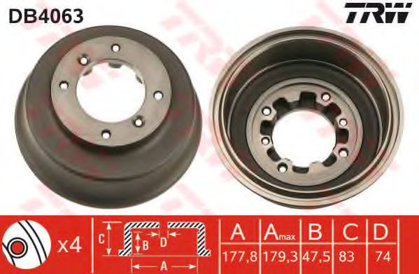 Тормозной барабан TRW DB4063