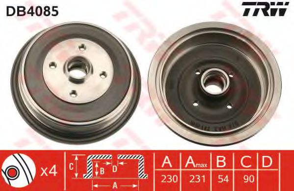 Тормозной барабан TRW DB4085