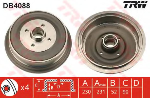 Тормозной барабан TRW DB4088