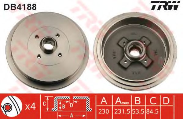 Тормозной барабан TRW DB4188