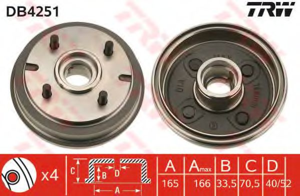 Тормозной барабан TRW DB4251