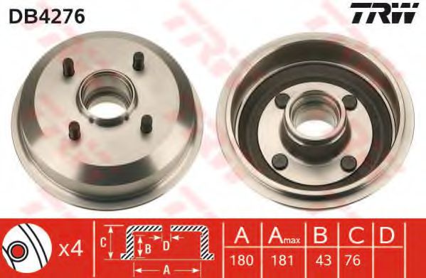 Тормозной барабан TRW DB4276