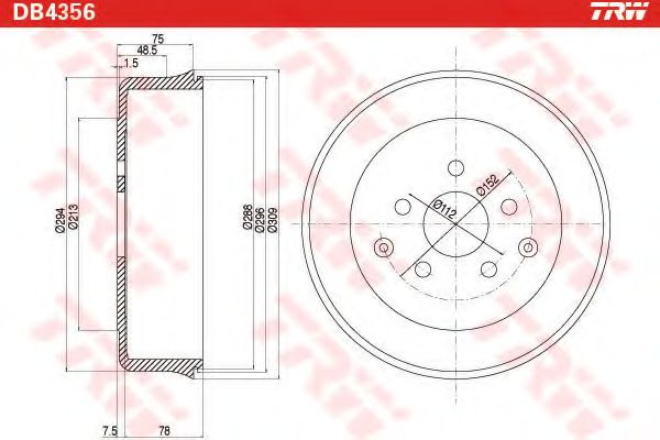 Тормозной барабан TRW DB4356 Тормозной барабан TRW DB4356