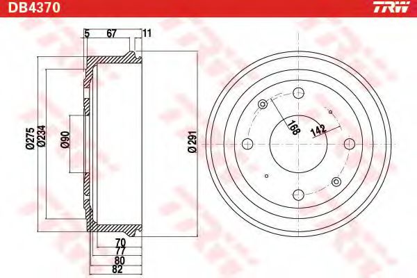 Тормозной барабан TRW DB4370 Тормозной барабан TRW DB4370