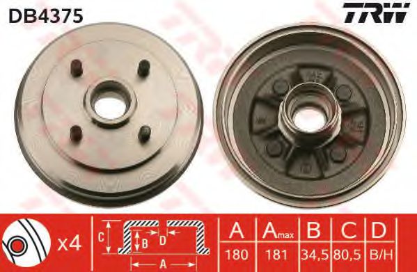 Тормозной барабан TRW DB4375